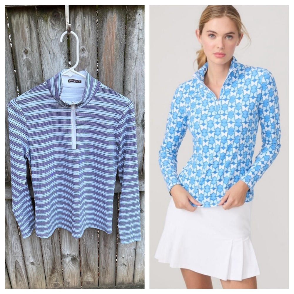 J. McLaughlin Bedford Catalina Cloth Quarter Zip stripes geometric M